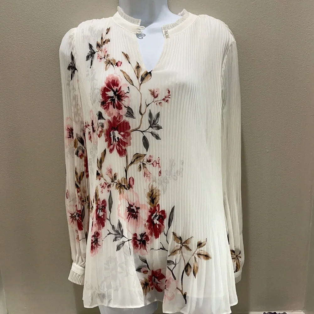 White House Black Market Pleated Blouse - Picture 1 of 13
